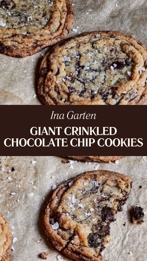 Ina Garten Giant Crinkled Chocolate Chip Cookies Sally’s Baking Recipes Chocolate Chip Cookies, Ina Garten Biscotti, Abuelita Chocolate Cookies, Salted Brown Butter Chocolate Chip, Chocolate Chip Potato Chip Cookies, Ina Garten Sugar Cookie Recipe, Claire Saffitz Chocolate Chip Cookies, Ina Garten Cookies Recipes, Dark Chocolate Chip Recipes