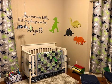 Sweet Teetle: Wyatt's Dinosaur Nursery Nursery Boy Ideas, Dinosaur Baby Nursery, Dinosaur Nursery Baby Boy, Dinosaur Nursery Theme, Baby Dinosaur Nursery, Dinosaur Kids Room, Dinosaur Decor Bedroom, Dinosaur Nursery Art, Nursery Baby Boy