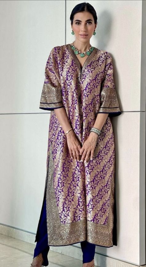 Purple Suit, Pakistani Party Wear Dresses, Stylish Kurtis Design, Kaftan Designs, Indian Designer Suits, Simple Kurta Designs, Casual Indian Fashion, Pakistani Fancy Dresses, Diy Fashion Clothing