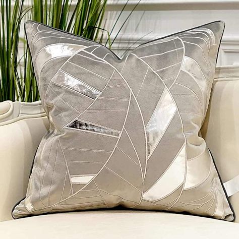 Amazon.com: Avigers 18 x 18 Inches Grey Silver Striped Cushion Case Luxury European Throw Pillow Cover Decorative Pillow for Couch Living Room Bedroom Car Teepee Sleepover, Living Room Throw Pillows, Tropical Living Room, Dc Apartment, Art Deco Paintings, Blue Cushion Covers, Modern Pillow Covers, Curtain Styles, Tropical Living