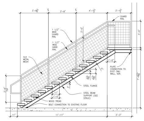 Stair Drawing Architecture, Stair Railing Ideas Diy, Stair Railing Height, Railing Drawing, Egress Stairs, Stairs Section, Ramp Railing, Stair Detail Drawing, Stairs Plan