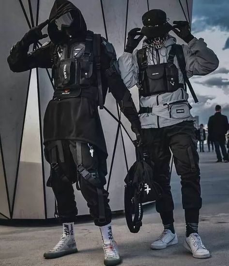 Techwear Couple, Techwear Cyberpunk, Tech Clothing, Tech Wear, Techwear Outfits, Techwear Fashion, Cyberpunk Clothes, Cyberpunk Fashion, Cyberpunk Style