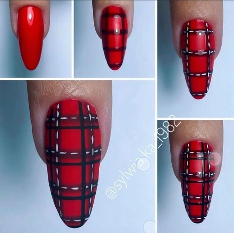 Diy Plaid Nails, Flannel Nails, Easter Nails Designs, Cute Easter Nails, Plaid Nail Designs, Plaid Nail Art, Summer Nails Ideas, Girls Nail Designs, Christmas Nail Art Easy