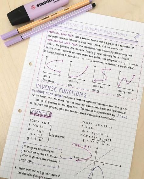 10 Tips To Help You Study Smarter - Society19 Inverse Functions, Math Notes, School Organization Notes, Study Smarter, Studying Math, Pretty Notes, Notes Inspiration, Bullet Journal School, Study Motivation Inspiration