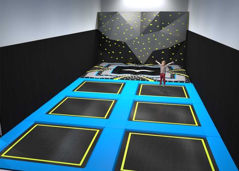 Trampoline Room In House, Indoor Trampoline Playroom, Trampoline House, Sensory Playroom, Indoor Play Space, Secret Rooms In Houses, Trampoline Room, Indoor Playground Design, Indoor Trampoline Park