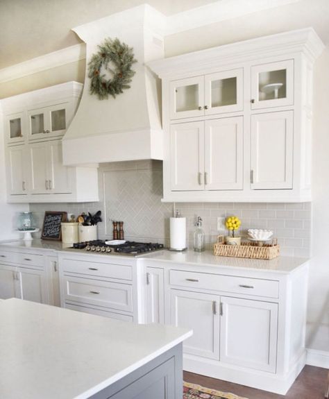 Why You Should Incorporate Glass Cabinets in Your Kitchen - Gem Cabinets Upper Glass Kitchen Cabinets, Glass Upper Kitchen Cabinets, Glass Upper Cabinets, Neutral Backsplash Kitchen, Glass Kitchen Cabinets, Kitchen Cabinets Ideas, Upper Kitchen Cabinets, White Kitchen Backsplash, Shaker Style Cabinets