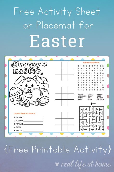 Easter Activity Pages, Easter Recipes For Kids, Printable Easter Activities, Easter Placemats, Easter Worksheets, Jelly Beans Easter, Easter Bunny Colouring, Free Homeschool Printables, Easter Activity