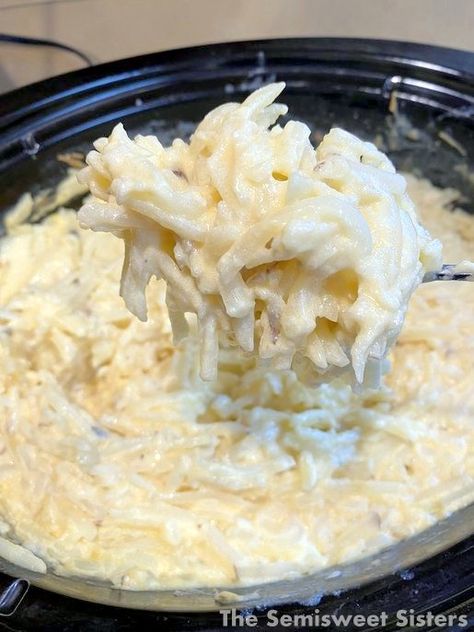 Crockpot Cheesy Shredded Potatoes No Soup Cheesy Shredded Potatoes, French Cruller Donut, French Cruller, Cruller Donuts, Sour Cream Donut, French Crullers, Cheesy Potatoes Recipe, Canned Soup, Shredded Potatoes