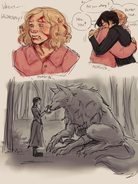 assa ♚ wednesday spoilers on Twitter: "Just wanted to redraw some stuff and tweak enids werewolf design :3 #wednesdayadams #wenclair #wednesdaynetflix https://t.co/D4ilCNEXKa" / Twitter Wednesday And Enid Hugging, Wednesday Addams X Enid, Enid Fanart, Werewolf Design, Wednesday And Enid, Addams Family Wednesday, Adams Family, Arte Van Gogh, Lgbt Art