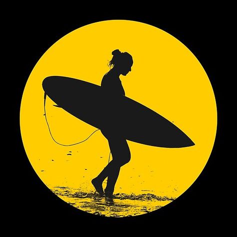 This surfer girl makes a great gift and looks great on a tee! • Millions of unique designs by independent artists. Find your thing. Surfboard Drawing, Surfing Images, Surfer Silhouette, Silhouette Poster, Girl Silhouette, Surfer Girl, Sale Poster, Looks Great, Independent Artist