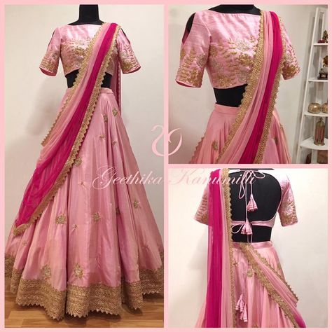 Pink Chaniya Choli, Long Skirt Top Designs, Elegant Lehenga, Designer Bridal Lehenga Choli, Half Saree Lehenga, Indian Outfits Lehenga, Lehnga Dress, Half Saree Designs, Pink Lehenga