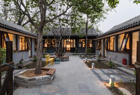 Japanese Courtyard House Plans, Japanese Courtyard House, Compound House, Chinese Houses, Japanese Courtyard, Courtyard Hotel, China House, Chinese Courtyard, Japanese Style House