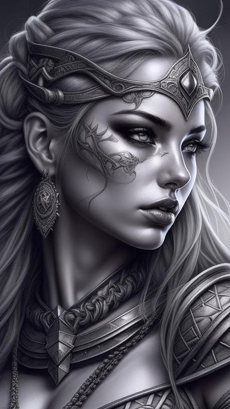 #Scetch#PencilDrawingStyle Athena Goddess Tattoo, Warrior Woman Tattoo, Warrior Women Art, Woman Warrior Art, Woman Face Tattoo, Valkyrie Norse, Portrait Tattoo Sleeve, Viking Warrior Tattoos, Warrior Tattoo Sleeve