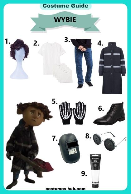 Wybie Costume Ideas, Wybie Lovat Costume, Whybee From Coraline Costume, Coraline Characters Costume, Wybie Costume Girl, Wybie And Coraline Halloween, Caroline And Wybie Costume, Coraline Family Costume, Wybie Outfit