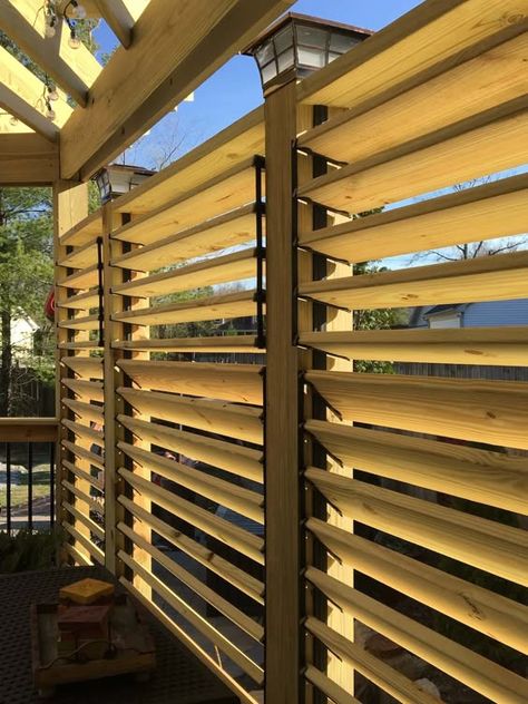 Louvered Deck Railings with Partial Privacy by Matthew from Kentucky Ombra Pergola, Patio Plan, Outdoor Deck Lighting, Terrasse Design, Best Outdoor Lighting, Deck Privacy, Louvered Pergola, Rooftop Terrace Design, Pergola Garden