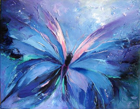 Soyut Sanat Tabloları, Blue Abstract Art, Simple Acrylic Paintings, Butterfly Painting, Beginner Painting, Butterfly Art, Abstract Acrylic, Blue Butterfly, Art Abstrait