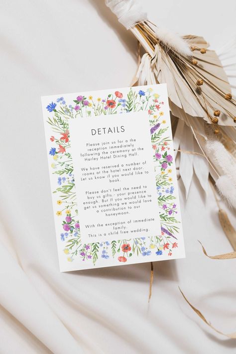 Floral Wedding Invitation Suite - Pack of 10 Wildflower Wedding Stationery, Watercolour Wildflowers, Simple Floral Wedding, Bright Wedding Invitations, Wildflower Wedding Theme, Floral Wedding Stationery, Colorful Wedding Invitations, Floral Wedding Invitation Suite, Wildflower Wedding Invitations