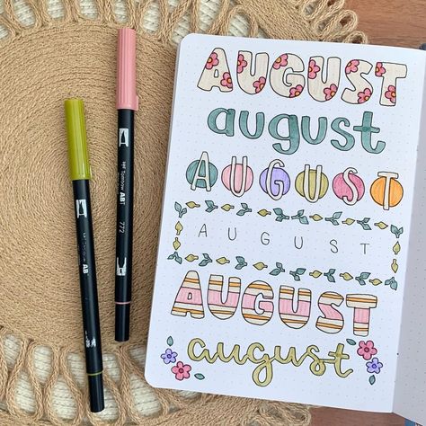 🌸 August Lettering 🌸 Here’s a few lettering ideas inspired by my August bullet journal theme! #bulletjournallettering… | Instagram August Lettering, August Font, August Bullet Journal, Lettering Ideas, Bullet Journal Themes, Journal Themes, Reading Journal, Letter S, Bullet Journal