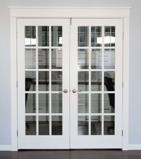 Learn how to refresh french doors the easy way.  I'll take you through a step by step tutorial on how to use masking liquid and a paint sprayer to make this DIY project go quickly with beautiful results! #DIY #french doors #white #painted #Ideas #Indoor #white #farmhouse #living room #office #makeover #update French Door Makeover, Masking Liquid, Painted French Doors, French Doors Living Room, Update Doors, French Doors Bedroom, Office Doors, French Doors Exterior, Home Remodeling Diy