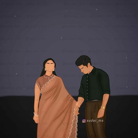 Sita Ramam Illustration Art, Sita Ram Movie Drawing, Sita Ramam Illustrations, Sita Ramam Film Images Drawing, Sita Ramam Drawing Easy, Sita Ramam Drawing, Tamil Movie Illustration, Indian Couple Art, Sita Raman