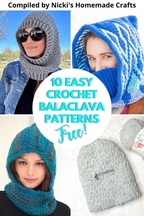 During the colder months, sometimes you need more coverage than a scarf or hat can provide. Whip up one of these free crochet balaclava patterns to keep you extra warm and cozy. #balaclavacrochet #freecrochetpatterns Balaclava Pattern Free, Crochet Balaclava Pattern Free, Ski Mask Pattern, Balaclava Tutorial, Crochet Balaclava Pattern, Balaclava Pattern, Crochet Hooded Scarf Pattern, Crochet Hooded Cowl, Balaclava Crochet