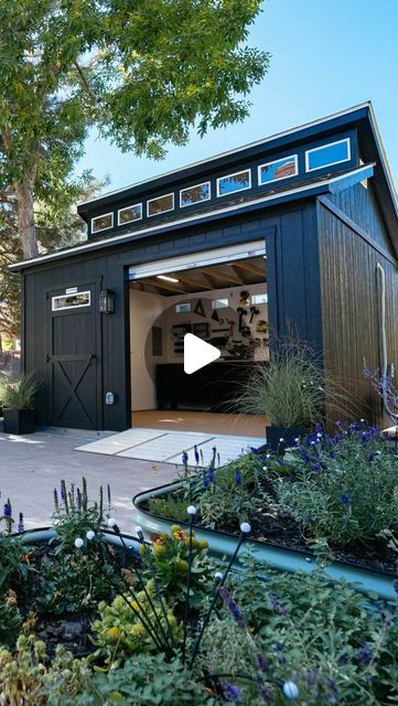 Tuff Shed on Instagram: "Customizing with Tuff Shed!    @simplyalignedhome kept her Tuff Shed modern while adding upgrades including a clerestory to receive heaps of natural light and a roll-up door so she can move her tools with ease.    FULL SHED DETAILS 👇  14’ X 14’ Premier PRO Series™ Ranch Garage  Clerestory Upgrade 16”x8” Transom Windows (5) 4’x3’ Window (1) 3’ Premium Vinyl Window Box (1) 3’ x 6’7” Shed Door  6’x7’ Roll-up Door  Housewrap Vapor Barrier 12”x12” Gable End Vents & Ridge Vents (2) One pair of 3’ Shutters" Shed Window Shutters, Shed Windows, Tuff Shed, Shed Door, Garden Storage Shed, Shed Doors, Roll Up Doors, Transom Windows, Window Shutters