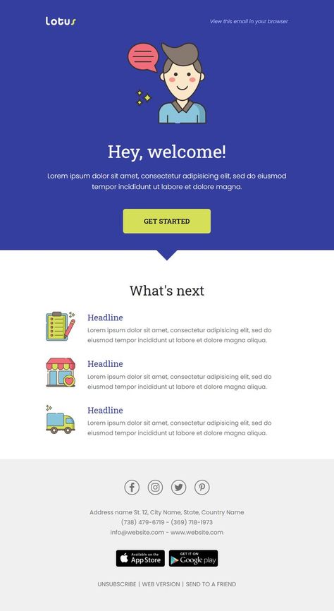Lotus notification email template-Welcome ⭐ Do you want more email templates in the best price? We know that one email template is never enough! That's why we offer the option to get lifetime access to all our email templates gallery. Get new email template once per month! Click the link and learn more! Thank You Email Design, Email Notification Design, Emailer Design Layout, Reminder Email Design, Email Template Design Inspiration, Welcome Email Template Design, Welcome Email Design, Mail Template Design, Marketing Email Design