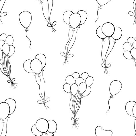 Balloons Drawing Birthday, Birthday Ballon Drawing, Balloon Drawing Aesthetic, Birthday Balloon Drawing, Ballon Drawings, Balloon Tattoo Ideas, Ballon Tattoo, Balloons Tattoo, Balloon Doodle