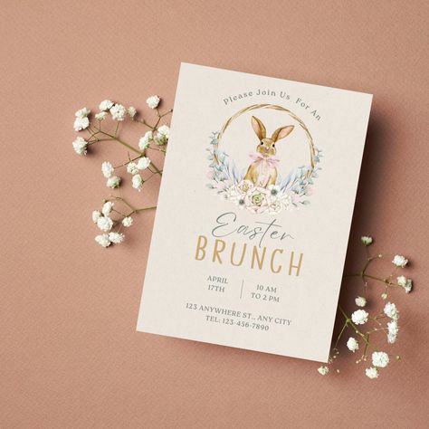 Easter Brunch/Lunch/Dinner invitation template by TheCardCottageCo on Etsy Dinner Invitation Template, Easter Invitations, Brunch Invitations, Carton Invitation, Dinner Invitation, Dinner Invitations, Engagement Party Invitations, Easter Brunch, Edit Text