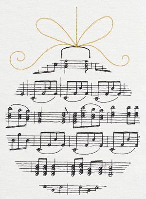 Sounds of the Season | Urban Threads: Unique and Awesome Embroidery Designs Music Christmas Ornaments, Sheet Music Crafts, Music Notes Art, Music Crafts, Urban Threads, Christmas Card Art, Ornament Design, Watercolor Christmas Cards, Christmas Card Crafts