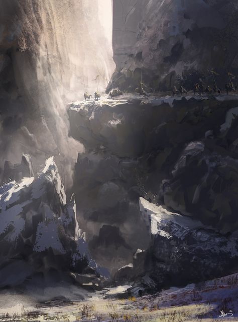 ArtStation - Mountain Pass, Alejandro Olmedo Mountain Pass Art, Lonely Mountain, Mountain Pass, Landscape Concept, Fantasy City, Fantasy Places, Fantasy Setting, Fantasy Art Landscapes, Fantasy Concept Art