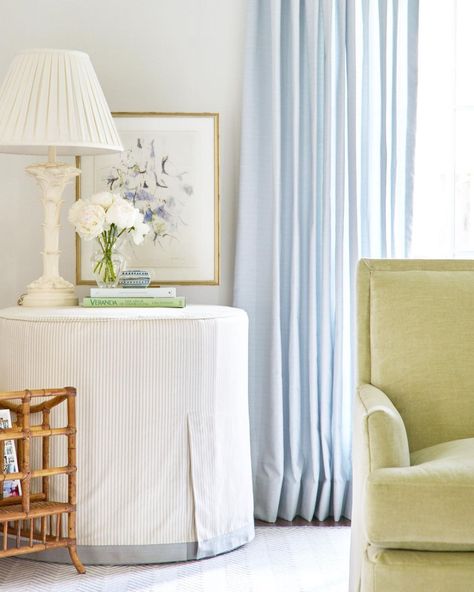 All Posts • Instagram Amy Berry, South Shore Decorating, Classic Home Decor, Table Skirt, Blue Rooms, Box Pleats, Classic House, Living Room Inspiration, Tablecloths