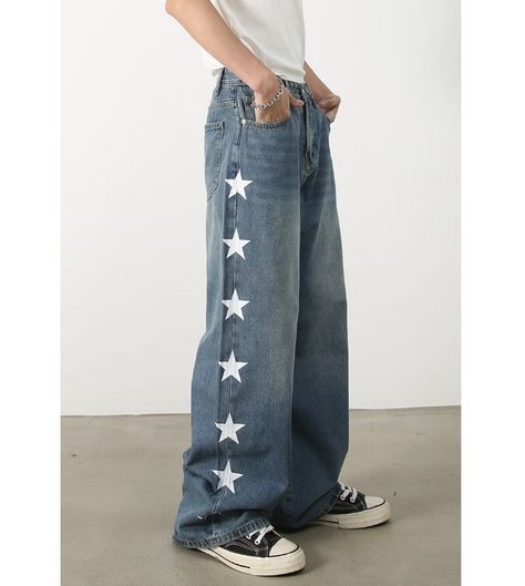 Jeans For Men, Printed Jeans, Loose Jeans, Pants For Men, Star Print, Jeans Straight, New Arrival, Casual Pants, Mens Pants