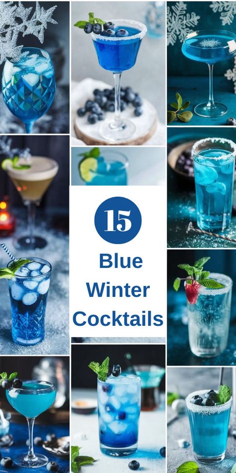 "Discover 15 stunning Blue Winter Cocktails to wow your guests this holiday season! Featuring vibrant Blue Curacao Christmas drinks, these blue holiday cocktails are perfect for festive gatherings. From easy Blue Curacao drinks to delicious vodka Blue Curacao cocktails, each recipe will add a splash of color and flavor to your celebrations. Impress your friends and family with these delightful blue Christmas drinks and elevate your holiday parties with these creative blue Christmas cocktails!" Easy Blue Cocktail Recipes, January Blues Party, Christmas Vodka Drinks Holidays, Winter Holiday Cocktails, Blue Caraco Drinks Cocktail Recipes, Christmas Cocktails Easy Vodka, Blue Christmas Cocktails, Winter Cocktails Vodka, Vodka Cocktails Christmas