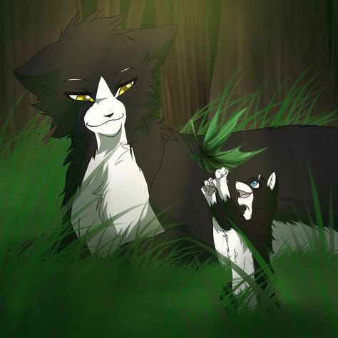 Birdkit's First Catch by RiverSpirit456 Warrior Cats Feathertail And Crowfeather, Graystripe Warrior Cats Art, Squirrelflight Warrior Cats, Warrior Cat Starclan, Warrior Cats Squirrelflight And Brambleclaw, Warrior Cats Books, Chibi Cat, Warrior Cats Fan Art, Warrior Cat Drawings