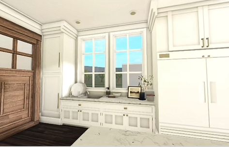 Bloxburg Preppy House, Bloxburg Realistic, Bloxburg Decor, Dark Modern House, Bloxburg Inspiration, Modern Suburban House, Bloxburg Interior, Summer House Interiors, Preppy House