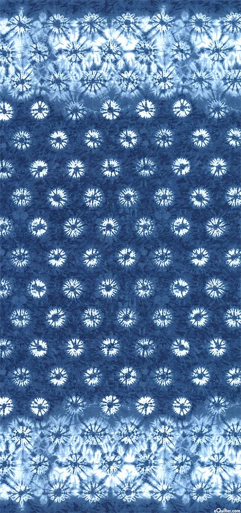 This printed design in classic blues carries the look of traditional Japanese Shibori. Larger circles are about 1-1/2", double border stripe is at both selvedge edges, from the 'Shimo' collection by Debbie Maddy for Moda Fabrics. Quilt Fabrics from www.eQuilter.com Classic Blues, Japanese Shibori, Asian Fabric, Japanese Quilts, Quilt Fabrics, Free Quilt Patterns, Asian Design, Delft Blue, Graphic Design Pattern