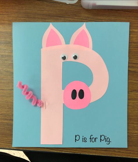 Letter P Craft, P Craft, Letter P Crafts, Preschool Letter Crafts, Alphabet Crafts Preschool, Abc Crafts, Alphabet Letter Crafts, Preschool Letter, Pig Crafts