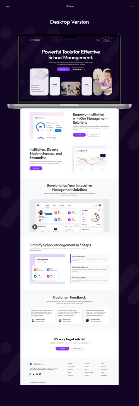 School Management SaaS Ui Website Design :: Behance Saas Website Design, Ui Website Design, Saas Website, Website Design Trends, Ui Website, Ui Design Website, School Management, Portfolio Inspiration, Design Ui