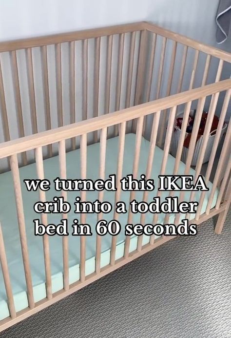 A MUM has shown how she managed to turn her one of her kids’ cots into a toddler bed in just 60 seconds. Paula explained that her daughter was too big for the cot, so they decided to take action. “We turned this IKEA crib into a toddler bed in 60 seconds,” she began the […] Ikea Crib To Toddler Bed, Ikea Crib To Floor Bed, Sniglar Toddler Bed, Ikea Toddler Bed Hack, Ikea Sniglar Bed, Bed Extension For Baby, Ikea Baby Bed, Ikea Crib Hack, Sniglar Hack