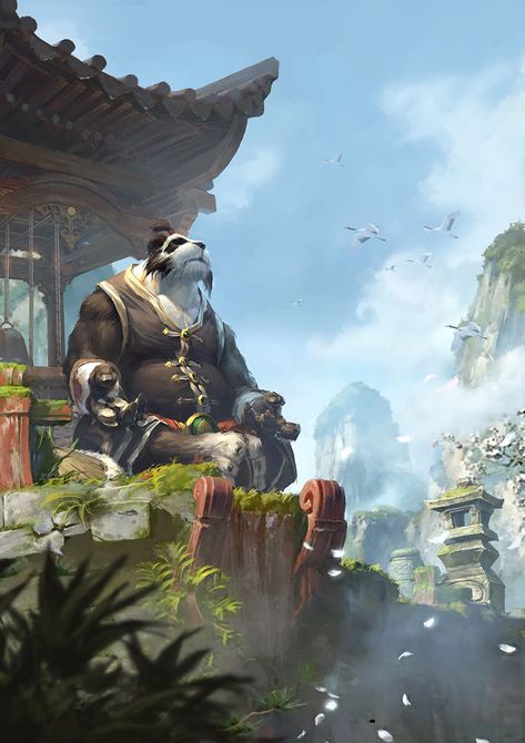 Pandaren Art, Wow Pandaren, Wow Monk, Pandaren Monk, Bear People, Blizzard Warcraft, World Of Warcraft Art, Warcraft Characters, Warcraft Art