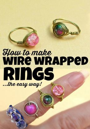 76 Crafts To Make and Sell - Easy DIY Ideas for Cheap Things To Sell on Etsy, Online and for Craft Fairs. Make Money with These Homemade Crafts for Teens, Kids, Christmas, Summer, Mother’s Day Gifts. |  Wire Wrapped Bead Rings |  diyjoy.com/crafts-to-make-and-sell Bead Rings, Crafts For Teens To Make, Diy Projects To Sell, Wrapped Rings, Bijoux Fil Aluminium, Sell Diy, Crafts To Make And Sell, Diy Rings, Crafts For Girls