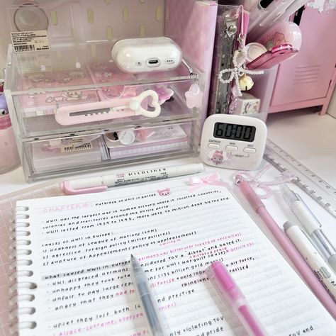 @gwynethnng on Instagram ₊‧°𐐪♡𐑂°‧₊ Study Cute Aesthetic, Cute Back To School Stationary, Organized School Supplies, Pink Stuff Aesthetic, Study Set Up, Cute School Aesthetic, At School Aesthetic, School Aesthetic Pink, Cute Study Motivation