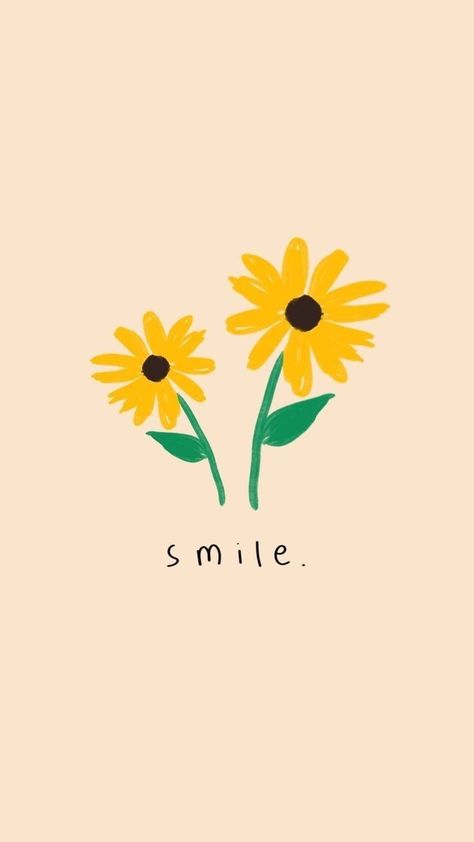 Simple Sunflower Wallpaper, Phone Wallpaper Sunflower, Cute Sunflower Wallpaper, Positive Wallpaper Aesthetic, Sunflower Wallpaper Iphone, Yellow Flowers Aesthetic, Simple Sunflower, Happy Sunflower, Sunflower Iphone Wallpaper