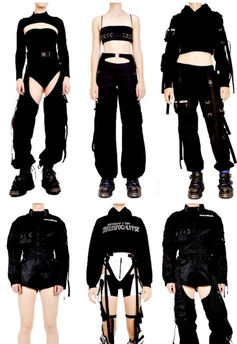 Female Fashion Trends 2023, Techno Goth Aesthetic, Cool Outfits Anime, Person Taking Off Jacket Reference, Revealing Outfit Party, Formal Cyberpunk Outfit Male, Modern Futuristic Fashion, Tech Ware Fashion, Elegant Techwear