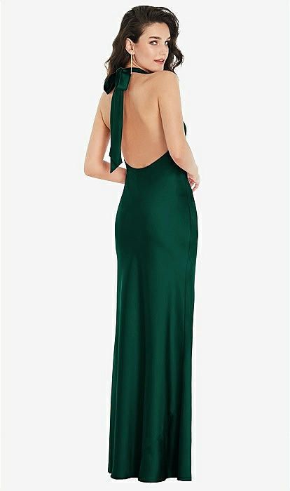 Scarf Tie High-neck Halter Maxi Slip Bridesmaid Dress In Hunter Green | The Dessy Group Prom Dress Halter Neck, Slip Bridesmaids Dresses, Bridesmaid Scarves, Navy Halter Dress, Charmeuse Dress, High Neck Halter, Scarf Tie, Social Dresses, Infinity Dress