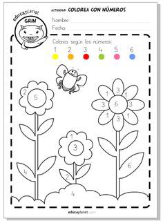 Colorea con números primavera Alphabet Activities Preschool, Color Worksheets, Alphabet Worksheets, Preschool Learning Activities, Alphabet Activities, Preschool Math, Teaching Spanish, Preschool Learning, Preschool Worksheets