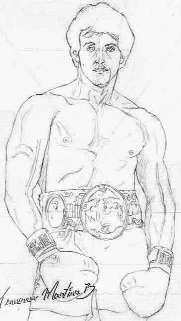 Rocky Balboa Drawing Pencil, Rocky Balboa Drawing, Boxing Sketch, Boxing Drawing, Rock Balboa, Rocky Sylvester Stallone, Beautiful Pencil Drawings, Eagle Pictures, Pop Art Drawing