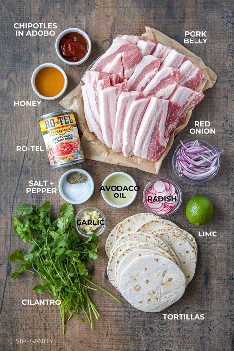 Explore a world of flavor with our Easy Pork Belly Tacos Recipe! Crispy, spicy, and oh-so-satisfying! Slow roasted for tenderness, then crisped up in a skillet and tossed with a honey chipotle salsa. These are delicious and addictive! Pork Belly Carnitas, Mexican Pork Belly, Pork Belly Nachos, Crispy Pork Belly Tacos, Pork Belly Tacos With Slaw, Pork Belly Tacos Recipe, Smoked Pork Belly Tacos, Pork Belly Marinade, Pork Belly Strips