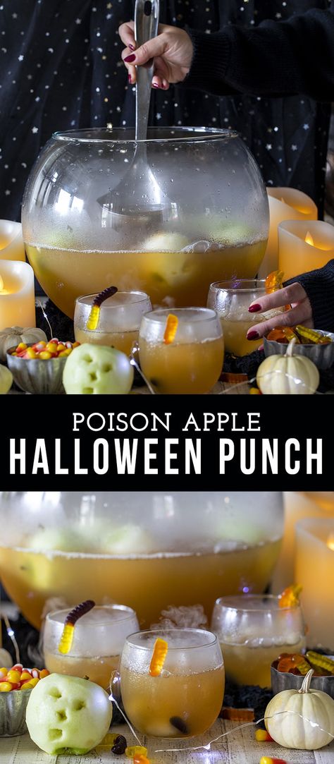 Halloween Cider, Dry Ice Cocktails, Halloween Neighborhood, Party Punch Alcohol, Apple Cider Uses, Halloween Party Punch, Halloween Alcohol, Mixed Drinks About Feelings, Halloween Punch Recipes